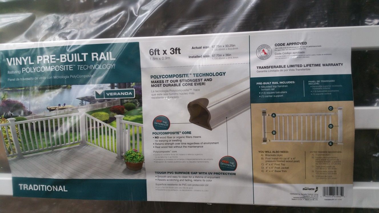 VERANDA VINYL PRE-BUILT RAIL -