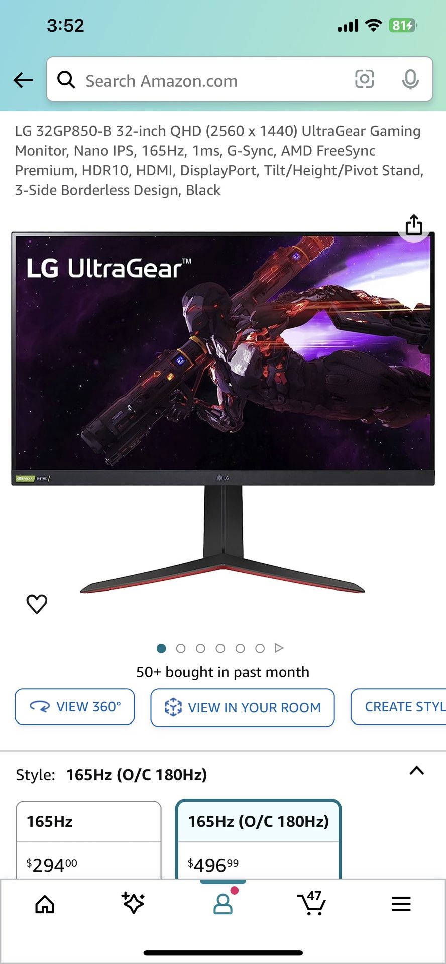 LG 32GP850-B Gaming PC Monitor Open Box