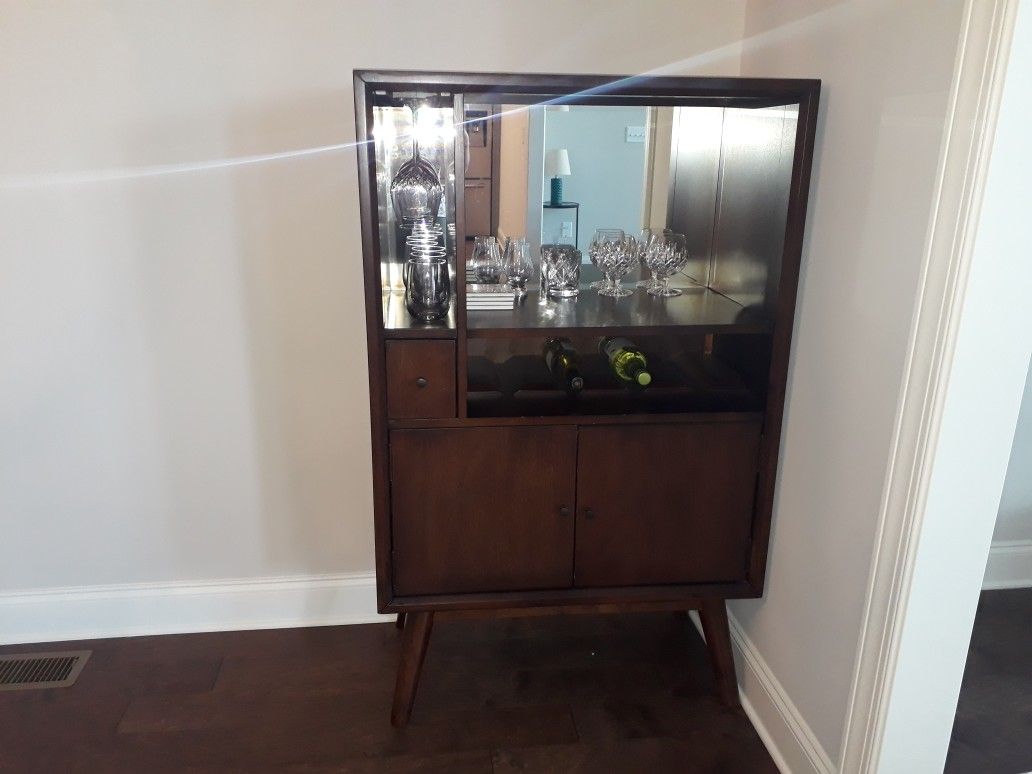 Mid century modern, mirrored wine cabinet