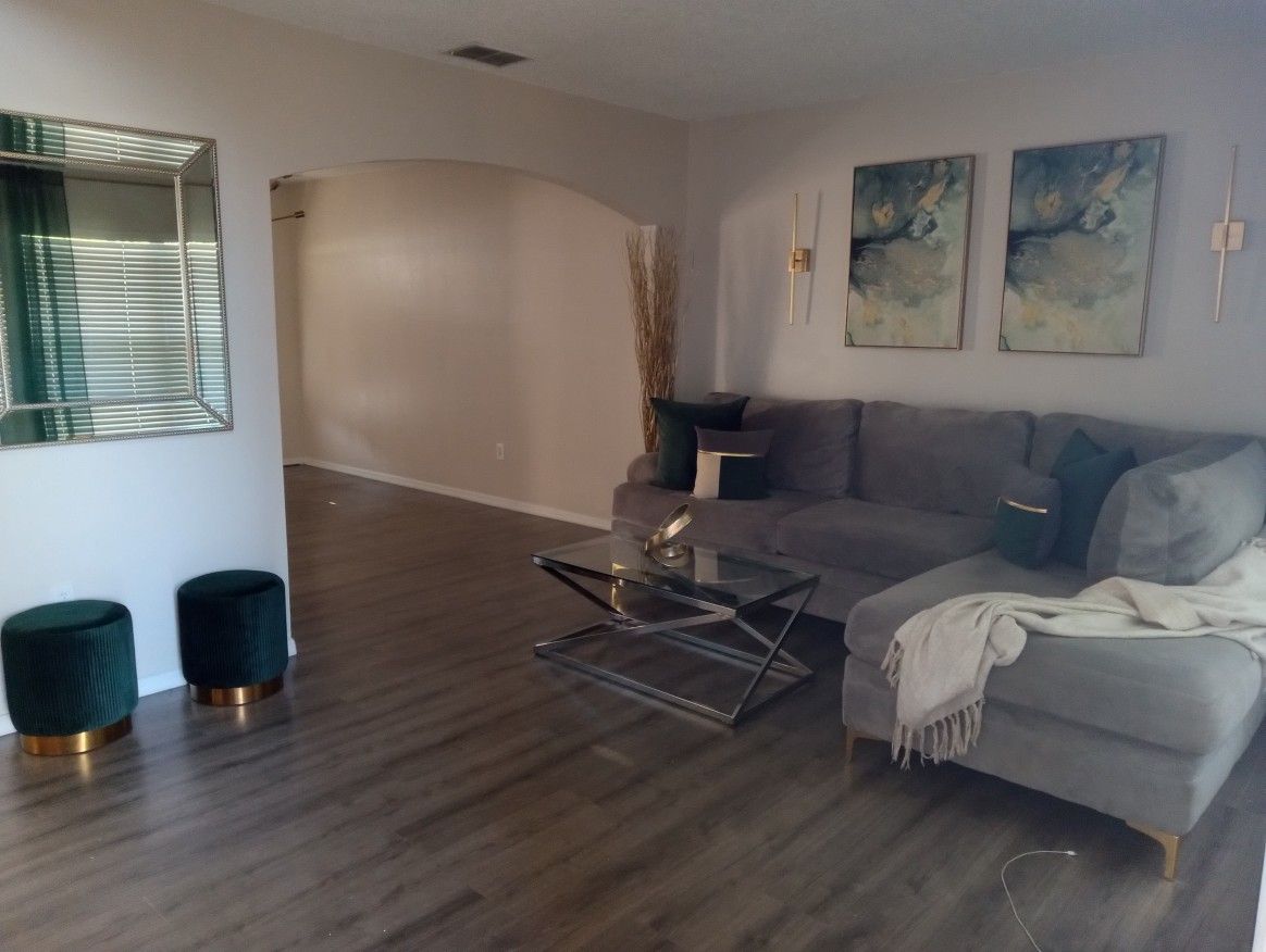 Nice Large Gray Sectional,Decor (Dark Green,Gray,Cream/Off White,Gold)