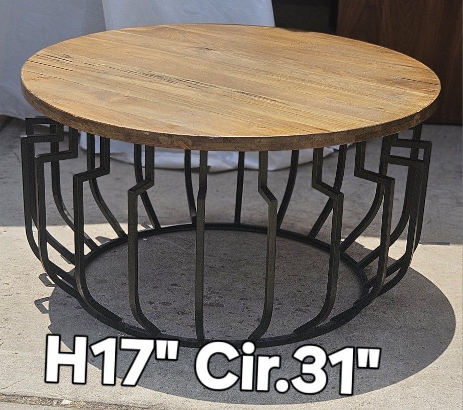 Round wooden coffee table