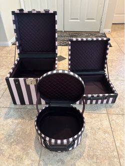 Victoria’s Secret hat boxes leather iconic pink strip