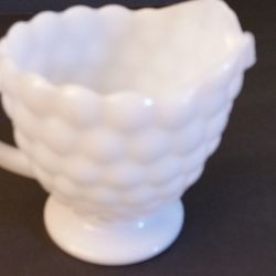 Vintage Milk Glass Creamer In "Bubble" Pattern