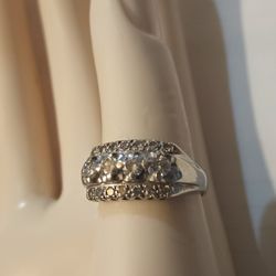 14k Art Deco White Gold Diamond Ring(1930's)