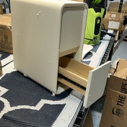 HOCAT 7.8" W Faux Leather Narrow Nightstand, Modern Fully-Assembled Bedside Table with 2 Drawers, Wood Night Stand Small Accent End Table & Side Table