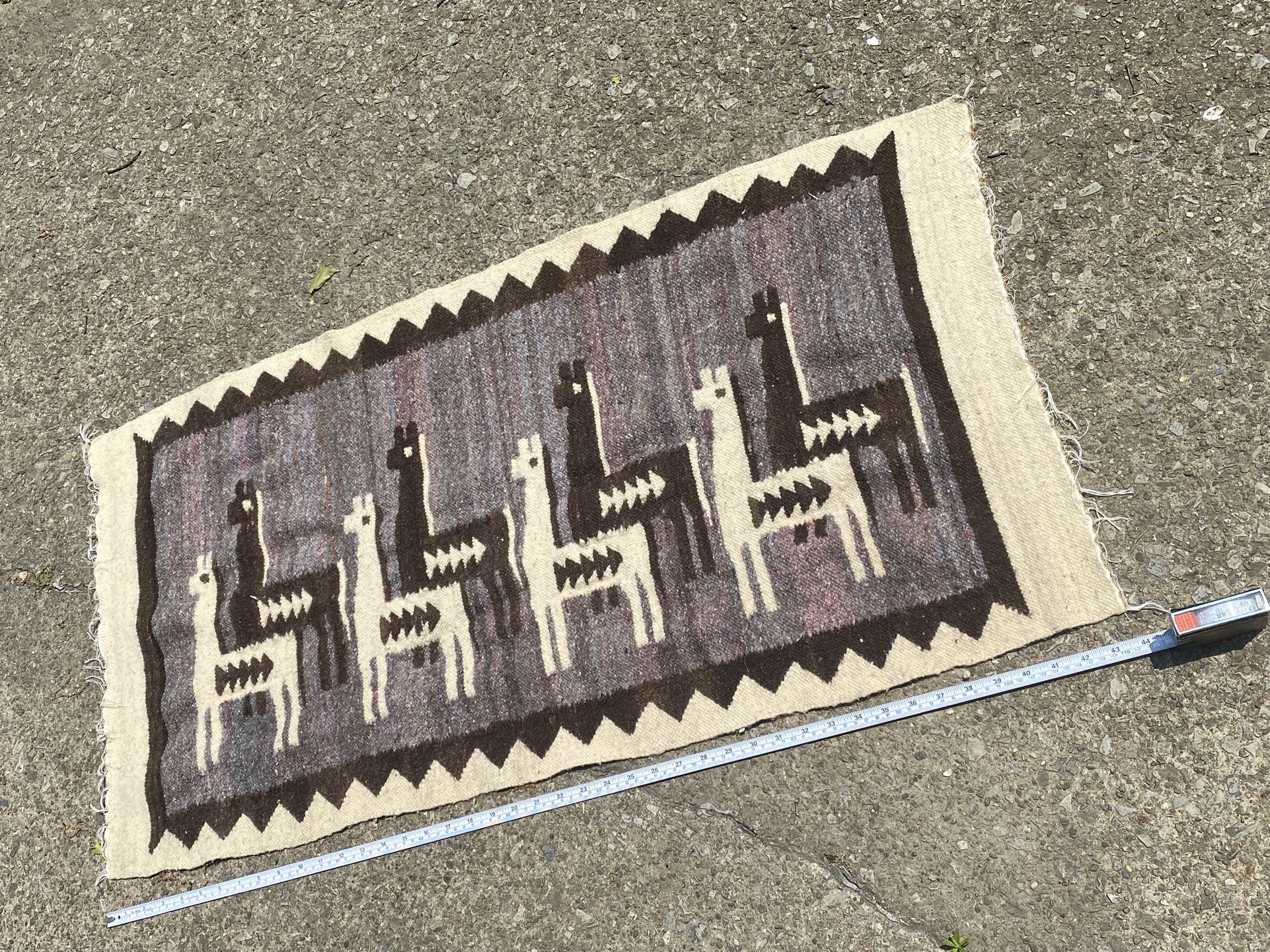 Vintage South American Native Indian Llama Saddle Blanket Rug Weaving