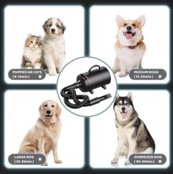 3800W High Velocity Pet Blow Dryer with Heater for Grooming, Speed Temperature Adjustable Dog Blower Grooming Dryer with 4 Nozzles