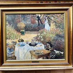 Framed Monet ‘Luncheon’ Oil Reproduction - Elegant Statement Piece