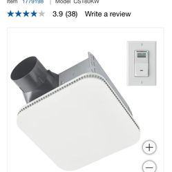 Broan Cleancover Bath Ventilation Fan with Humidity Sensing Control Switch