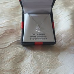 18" Sterling Silver White Sapphire Necklace 