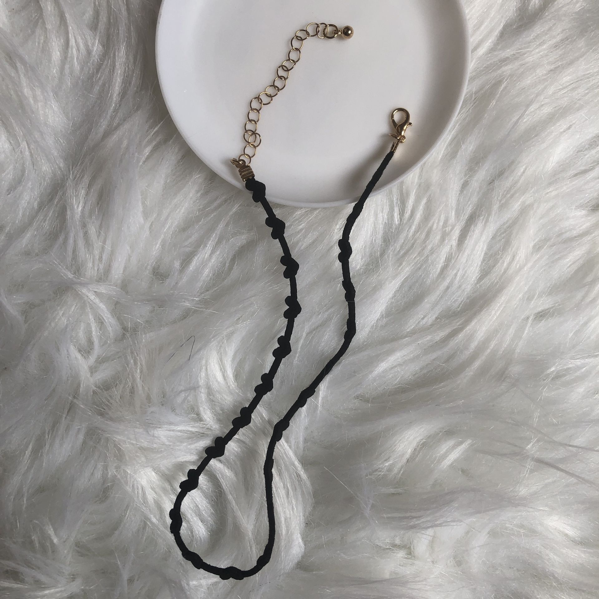 Black mini hearts felt choker necklace