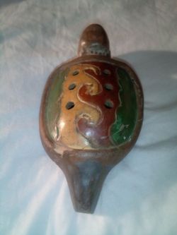 Turtle flute  Vintage Aztec ocarina authentic colors