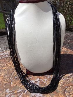 NWT Sterling Liquid Black Onyx Necklace 30”