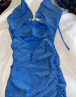 Criss-Cross Glitter Blue Dress Size Medium 