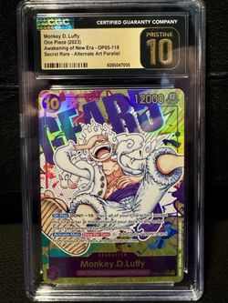 Pristine 10 Luffy Alt Art OP05-119 One Piece CGC Slab