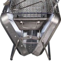 🔥 Mini Charcoal Grill, Portable Backpack Stainless Steel BBQ Grill, Foldable Outdoor Accessories for Camping, Picnic, Beach
