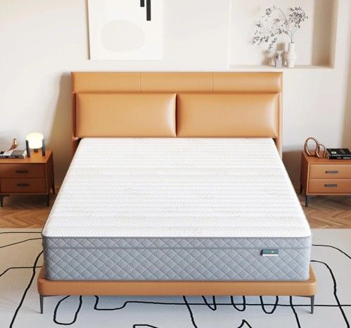 BRAND NEW 
PurrJoys
Queen Mattress, 12 Inch Cooling-Gel Memory Foam
and Pocket Spring Hybrid Mattress in a Box, CertiPUR-US Certified.