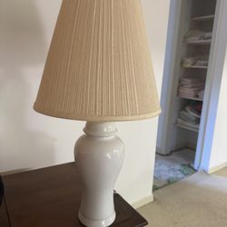 White Ceramic Table Lamp w/ Fabric Shade