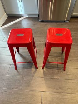 Red metal 24” bar stools