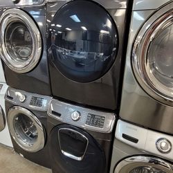 Samsung AddWash 5.0cu Ft Large Capacity Front Load Washer And Stackable Electric 220volt Dryer Set 
