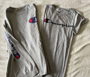 Champion Grey T-shirts Size Medium ( 1 Long Sleeve The Other Short Sleeve)