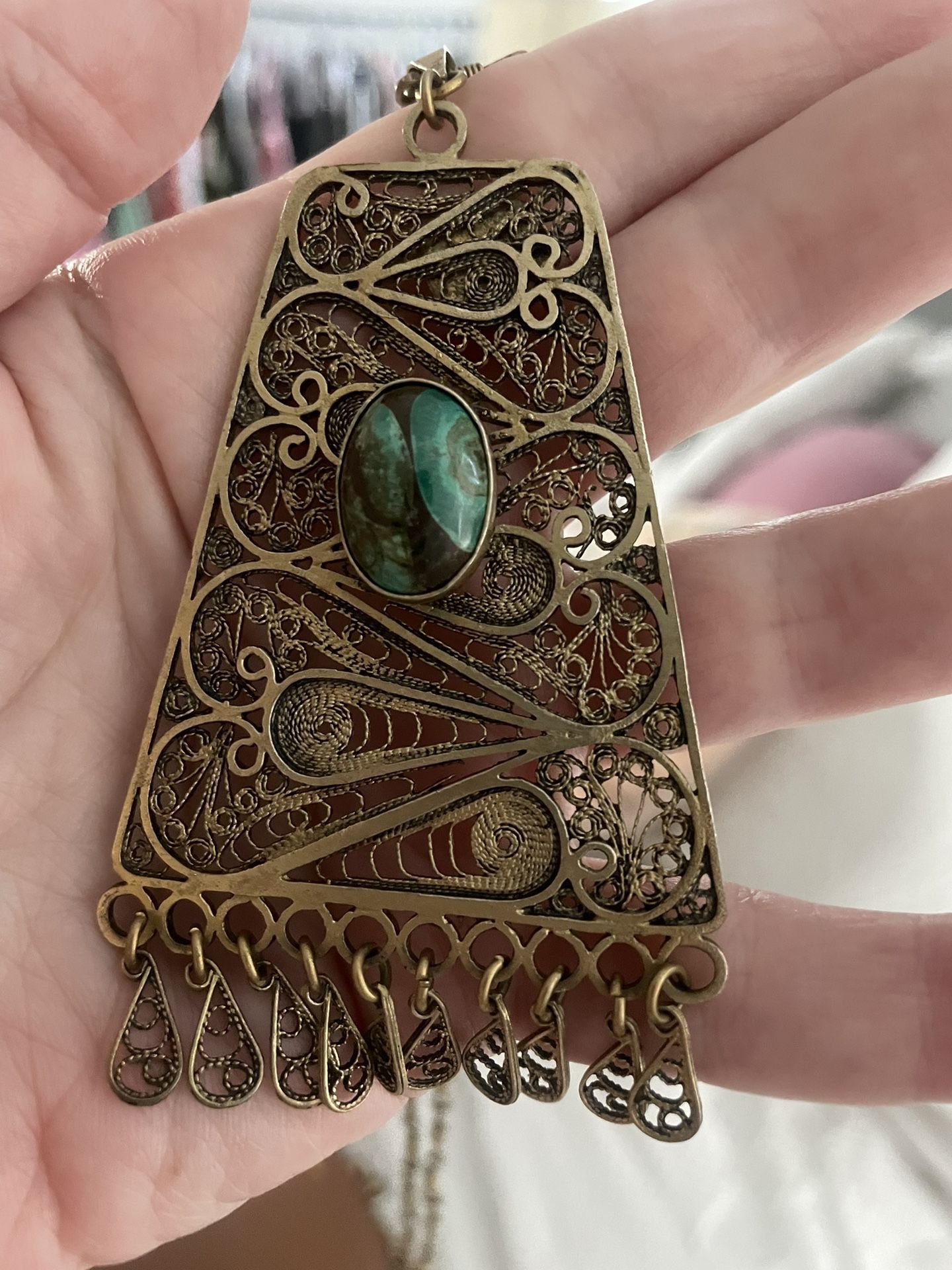 Israeli Chrysocollo Necklace And Earrings