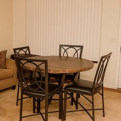 5-Piece Dining Set – Marble Top Table with 4 Chairs