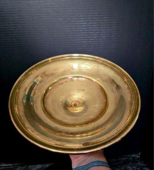 Vintage Brass Pedestal Dish Bowl 8.5"×4"