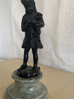 Girl With A Cat Statute, Hand Made In 1960 