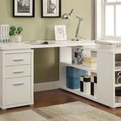 Beautiful Desk With Drawers And Shelves In White Finish!! SUPER SALE!!
