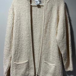 Wye Oaks Cream Cardigan Acrylic Long Sleeve Sweater Womens Size 38