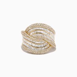 D'oro 14K Yellow Gold Diamond Statement Ring 1.54 TCW
