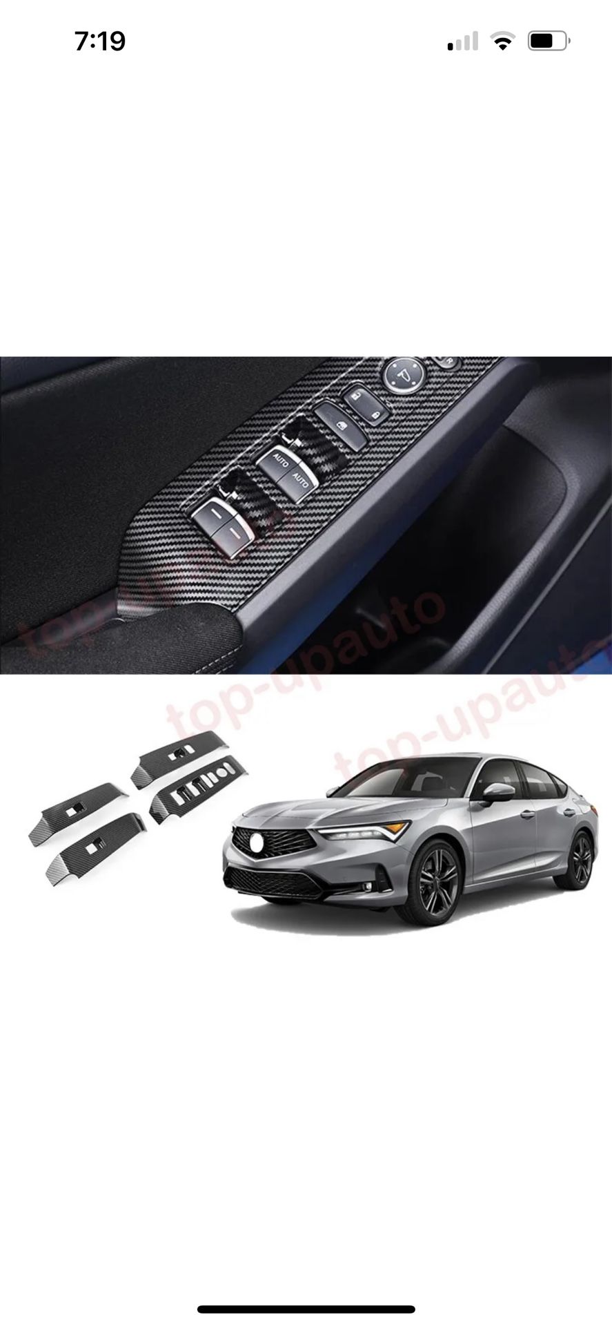 Acura Integra 2023+ 2022+ Civic ABS Carbon fiber Window Switch Panel Cover frame trim 4X
