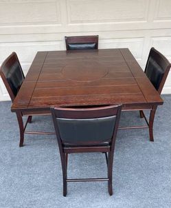 5-PC HIGH TOP DINING SET WITH LAZY SUSAN (TABLE AND 4 PADDED CHAIRS)