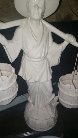 Vintage Porcelain Asian with 2 Buckets. Really Nice Piece To Own For Decoration.