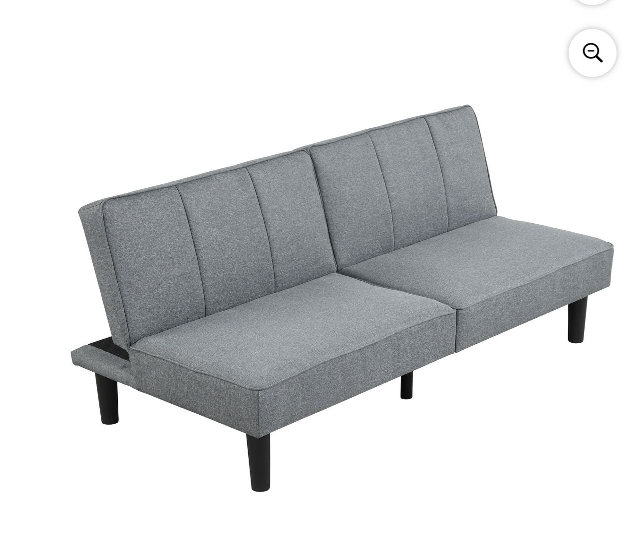66" Futon, Gray Linen Upholstery