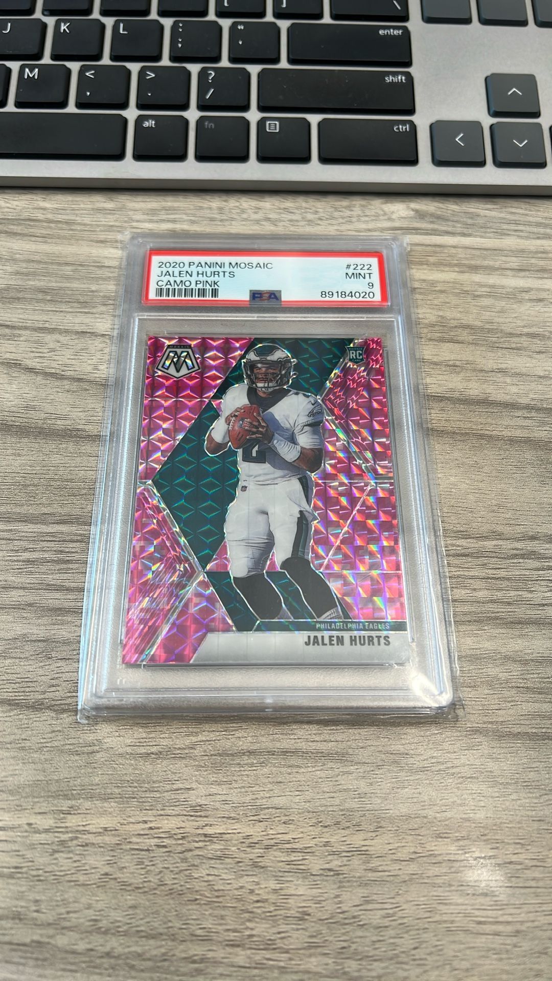 2020 Jalen Hurts Mosaic Pink Camo Rookie PSA 9 Mint