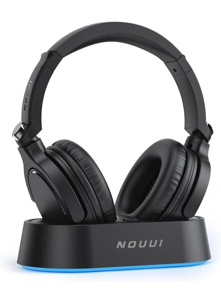 TV Headphones Wireless for Seniors with Transmitter Charging Base, Over ear Bluetooth Headset No Audio Delay, HIFI Stereo, 65H Playtime, Gifts for Par