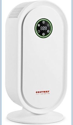 New-COSTWAY HEPA Air Purifier for Large Home, Covers up to 431 Sq Ft, Sleep Timer and Child Lock Mode, Quiet Operation, Dust, Odor and Smoke, w/True H