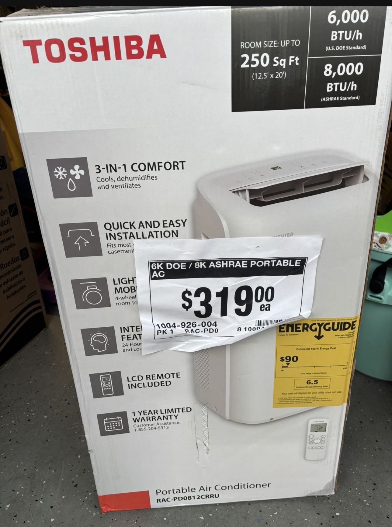 Toshiba 8,000 BTU Portable AC – Like New $250 (Paid $341 at Home Depot)