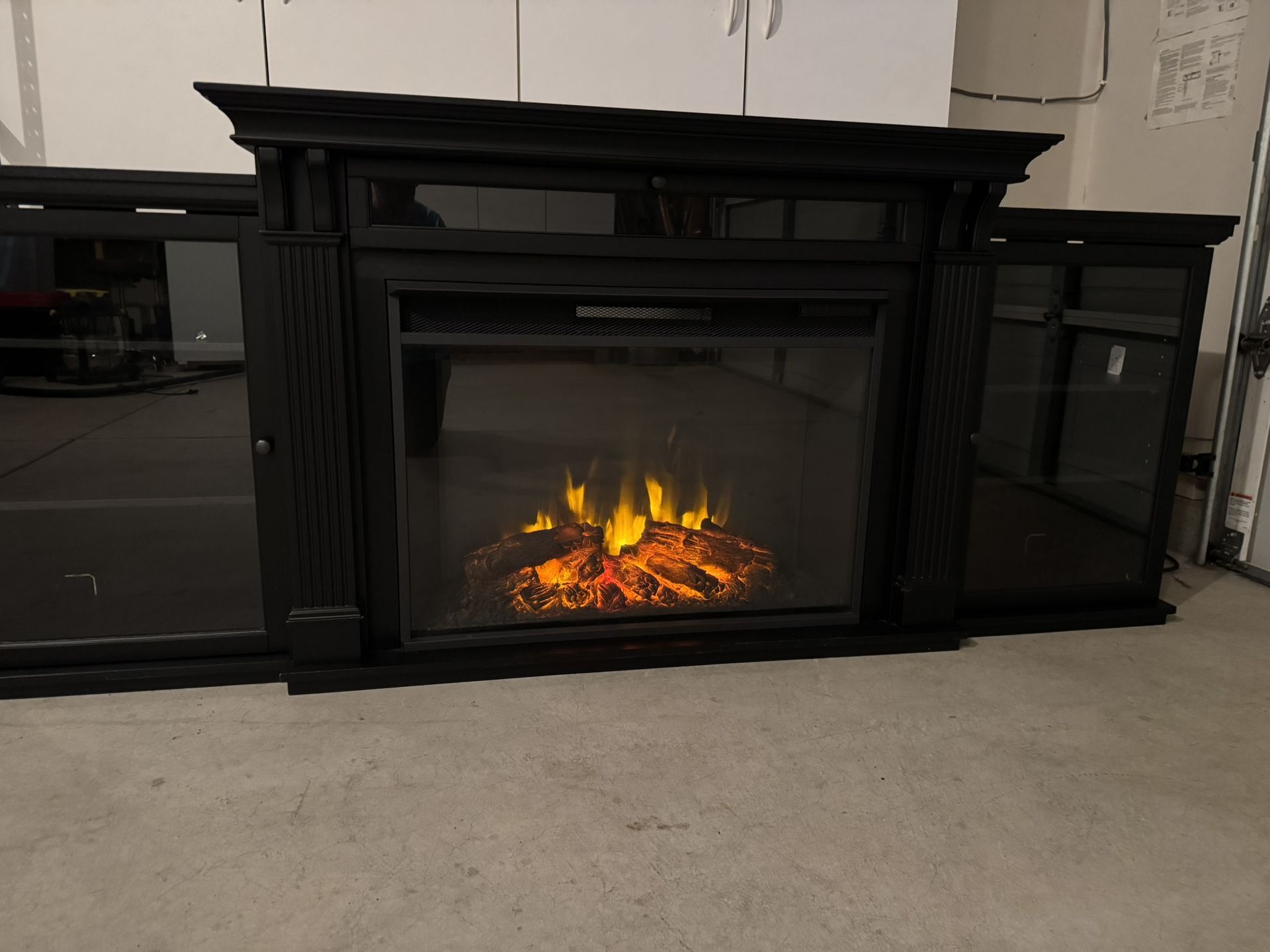 TV Stand Electric Fireplace Bookshelf