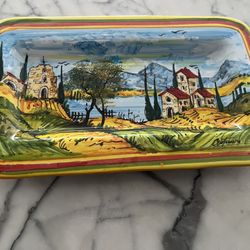 Hand Painted Bellagio Italy Art Piece Or Tray