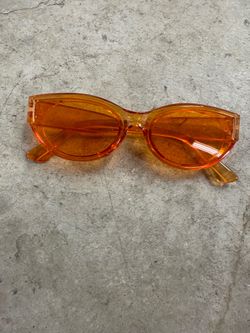 Women’s Cat Eye Sunglasses Tinted Orange Lenses Plastic Orange Frame Solid