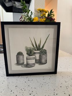 Framed Cactus Art Print Black Frame