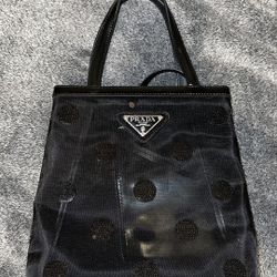 small black mesh prada purse