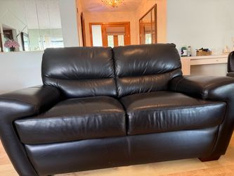 3-Piece Black Leather Couch Set