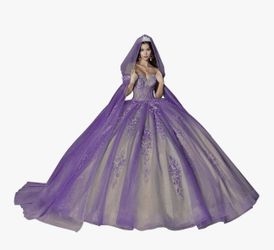 Purple and nude size 12 Quinceanera Dress
