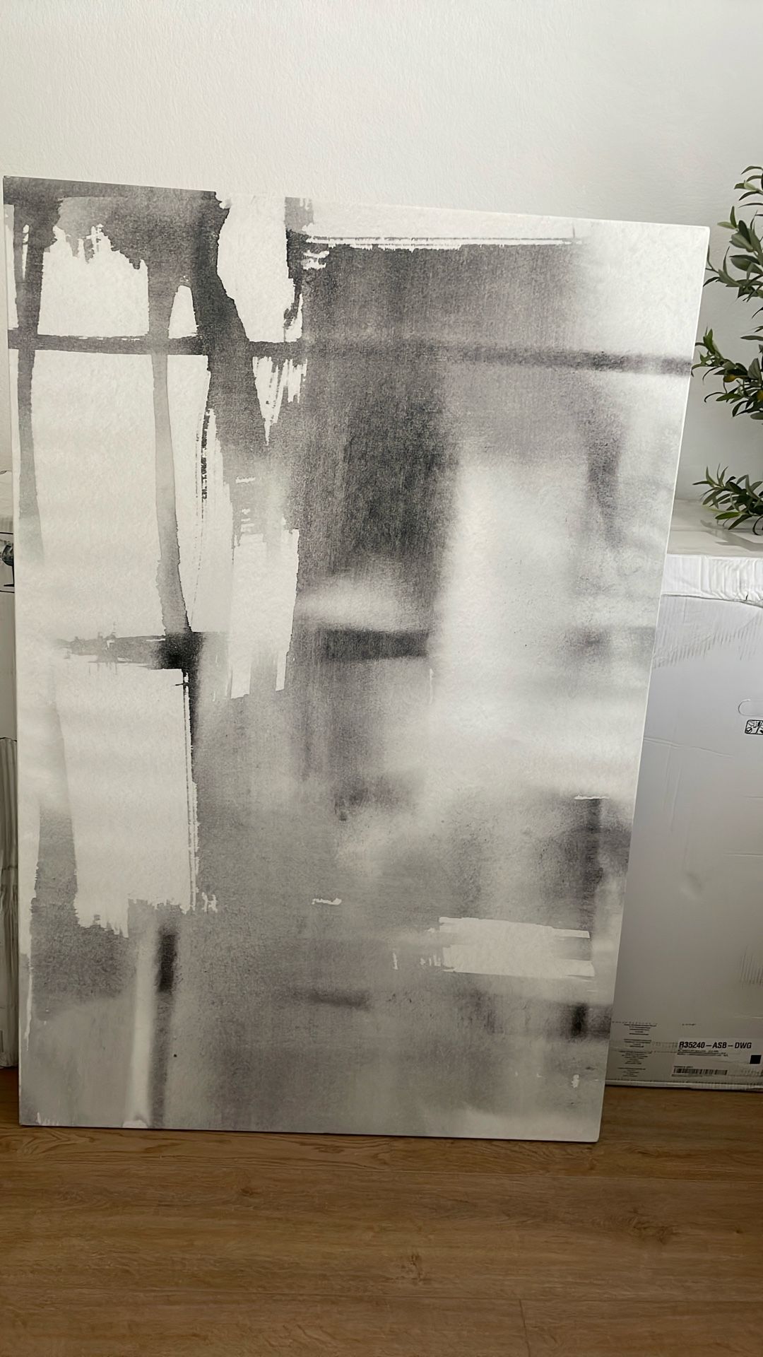 Large Canvas Wall Art – Abstract Black & White – $40