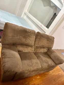 Suede Sofa And Love Seat (4 Reclining Seats)