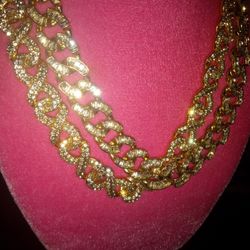 Two Brass Chains With Qz Diamonds